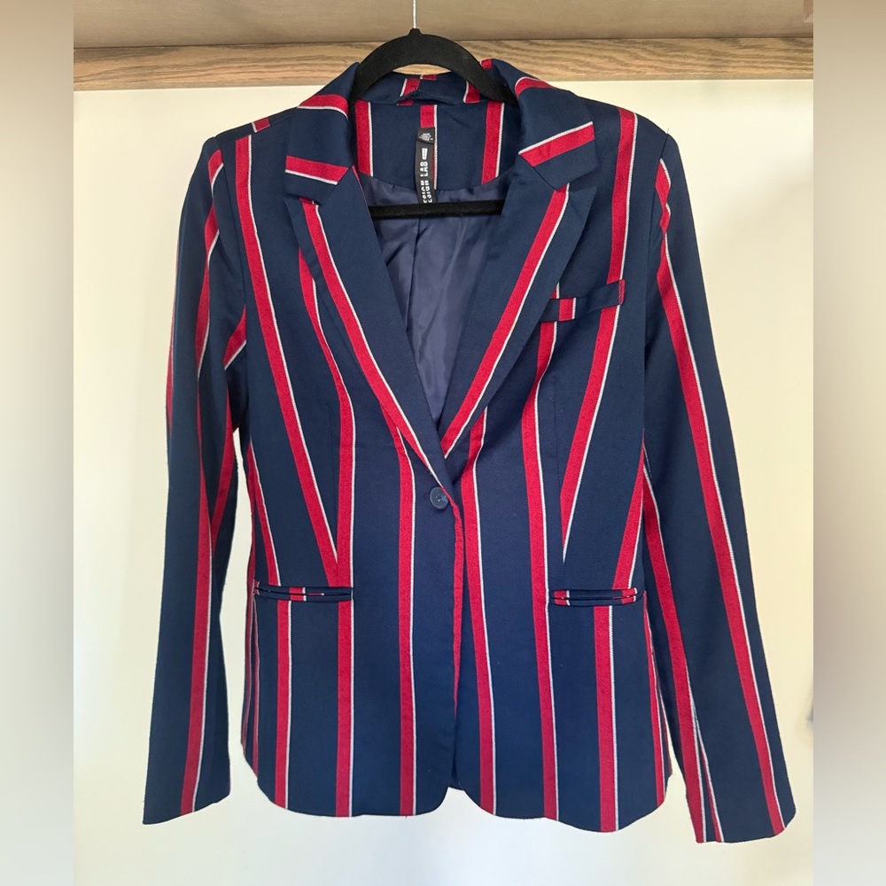 Design Lab Navy and Red Stripped Blazer